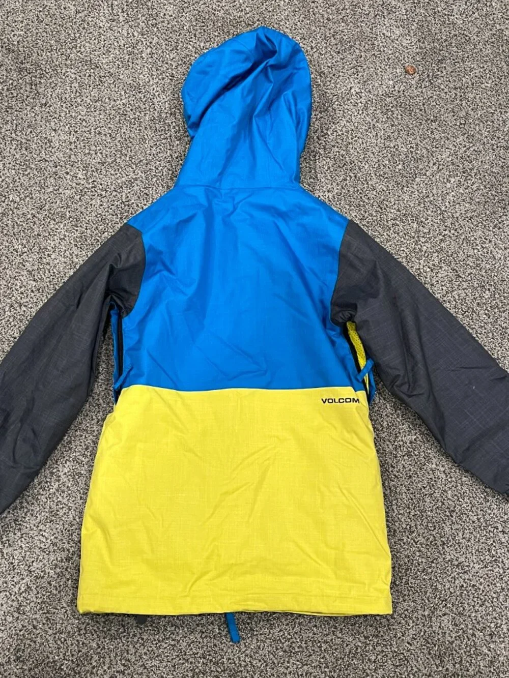 Volcom Kids Medium Long Woodland Insulated Ski Snowboard Blue Yellow Jacket